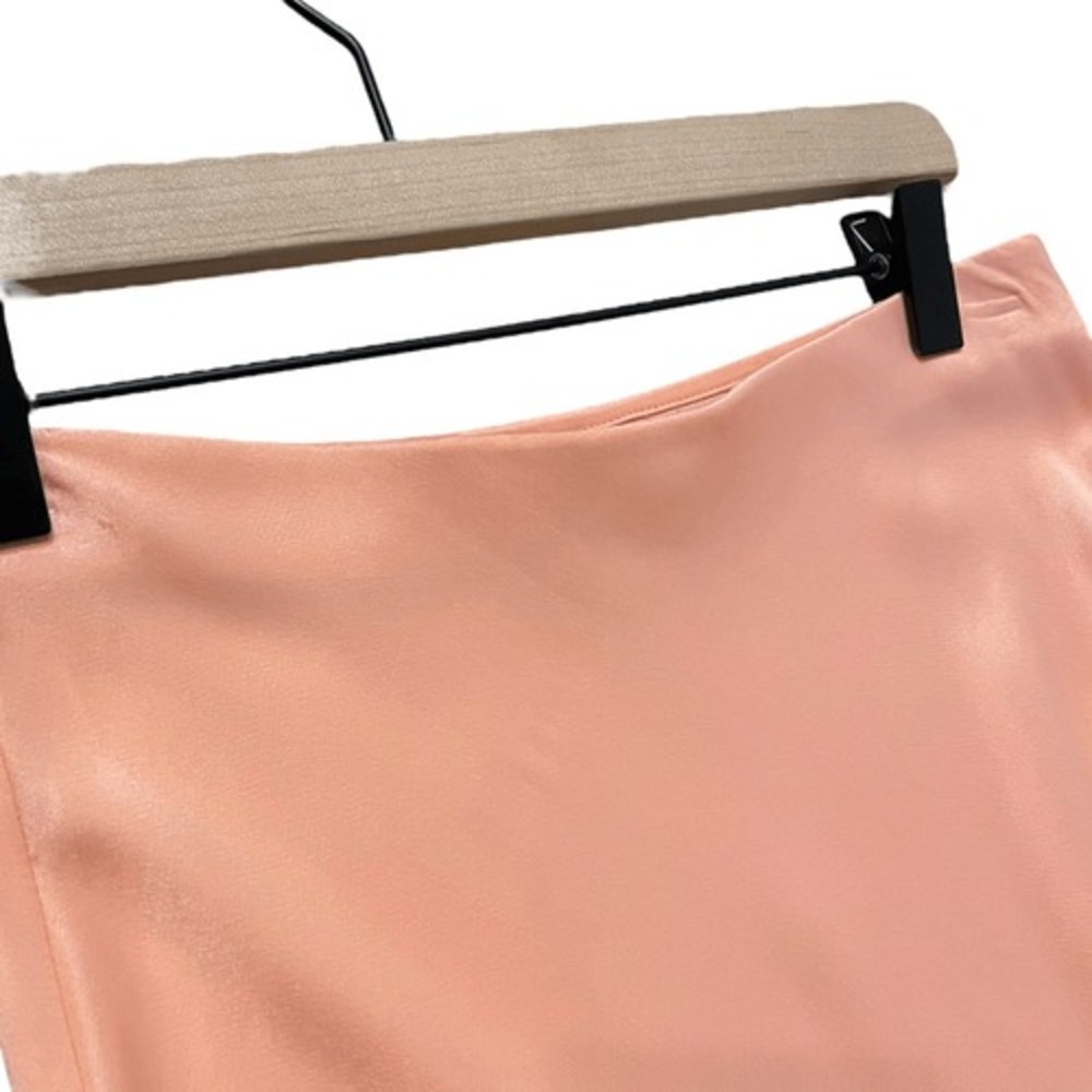 Zara Peach Satin Midi Skirt Bias Cut Viscose Slip Skirt XS Feminine Romantic - Picture 5 of 10